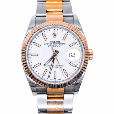 Rolex Datejust 36 Yellow Gold Steel White Dial 126231 Bracelet