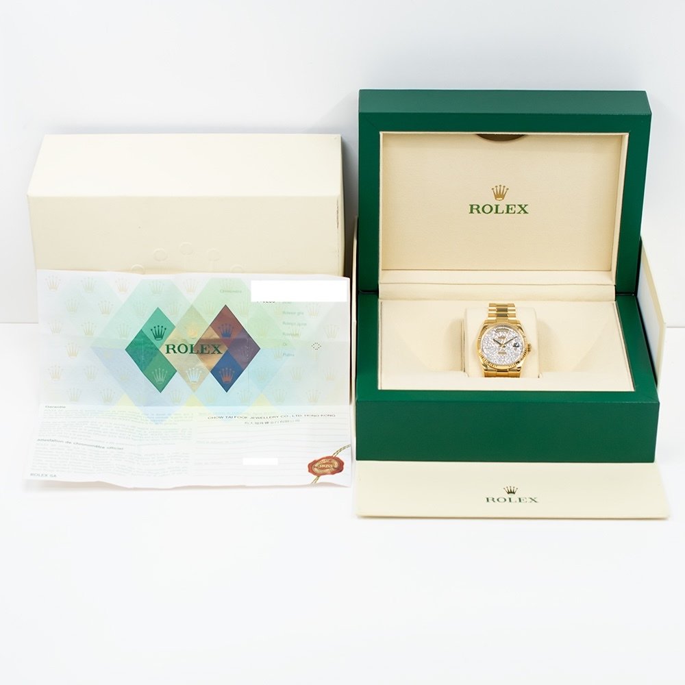 Rolex Day-Date "President" Yellow Gold Pave Diamond Dial 118238