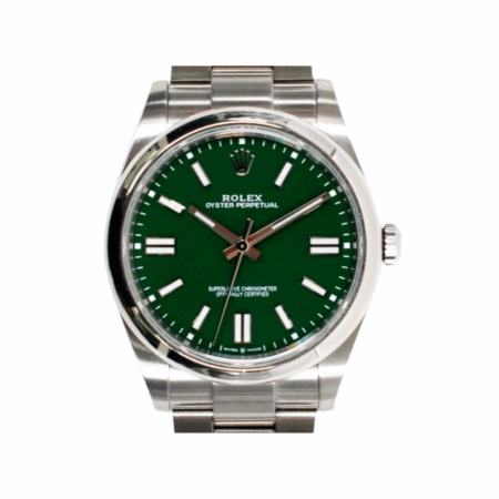 Rolex Oyster Perpetual Stainless Steel Green Stick Dial 124300