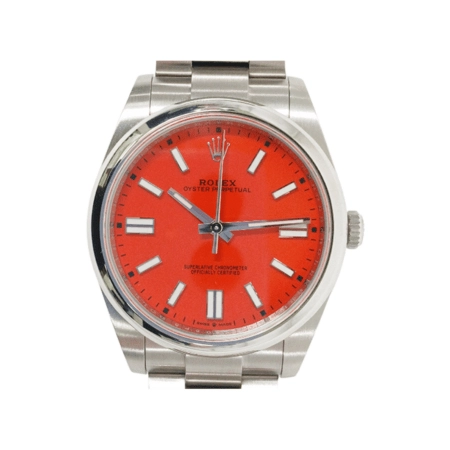 Rolex Oyster Perpetual Stainless Steel Coral Red Dial 124300