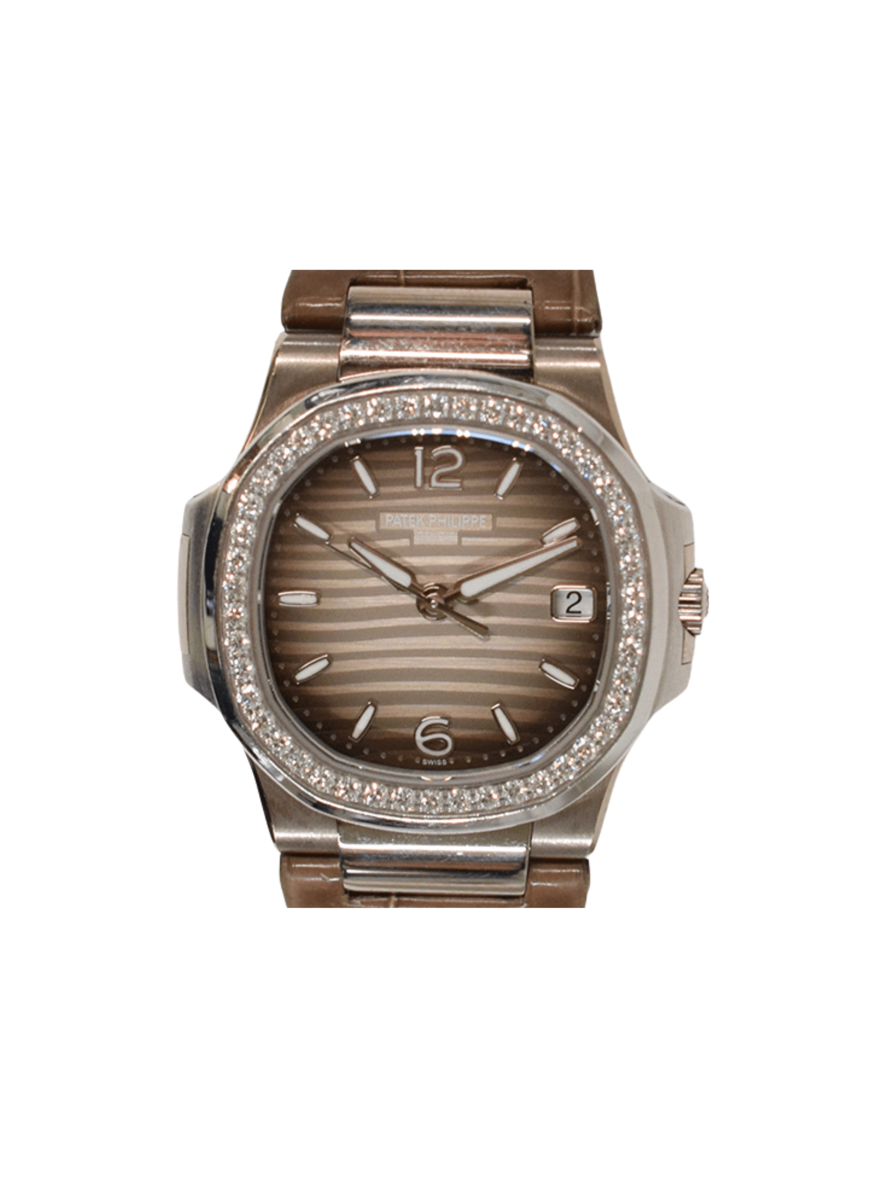 Patek Philippe Nautilus White Gold Diamond Bezel Grey Dial 7010G-012