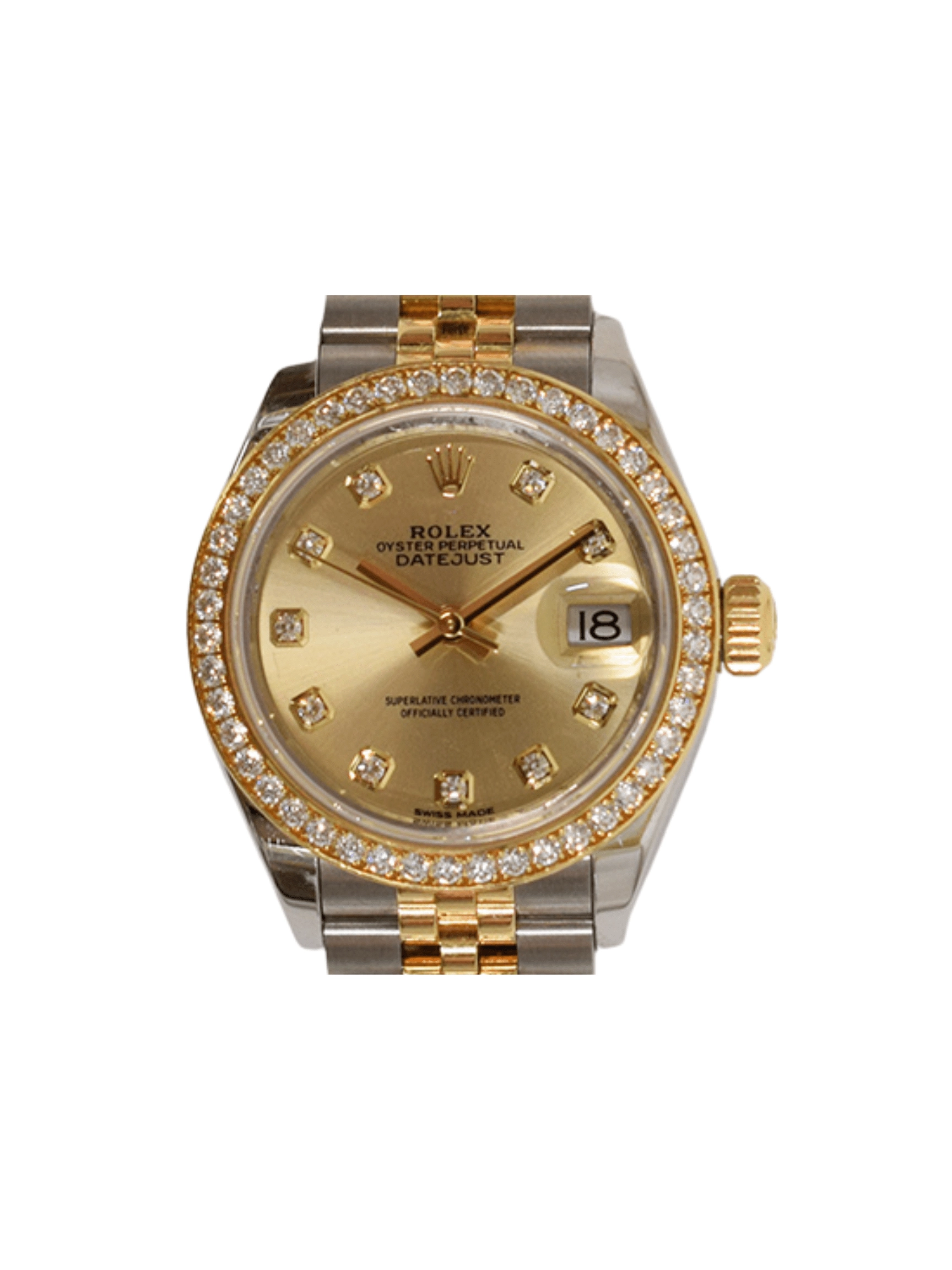 Rolex Lady-Datejust Stainless Steel Yellow Gold Champagne Diamond Dial 279383RBR
