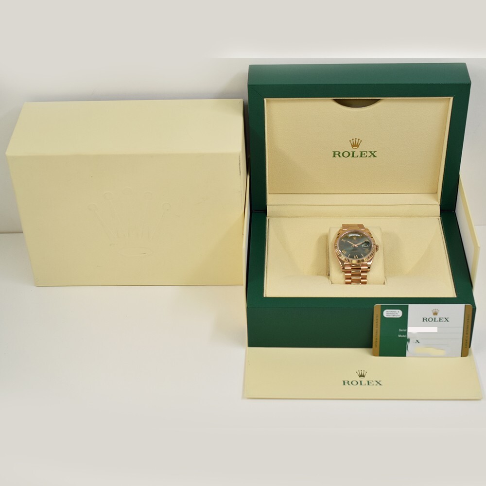 Rolex Day-Date 40 Rose Gold with Olive Green Roman Dial 228235