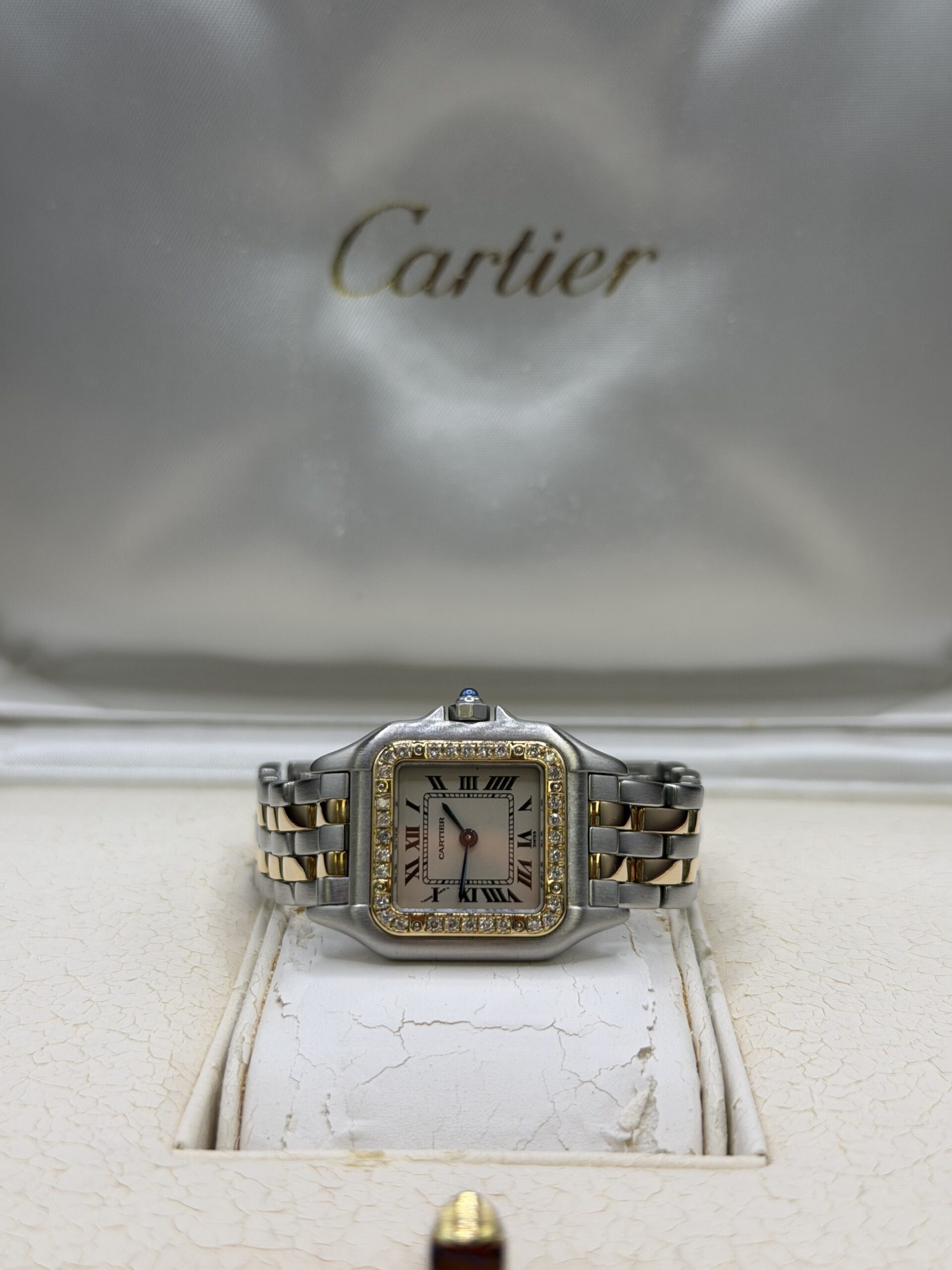 Cartier Panthere Stainless Steel and Yellow Gold White Roman Dial W25028B6