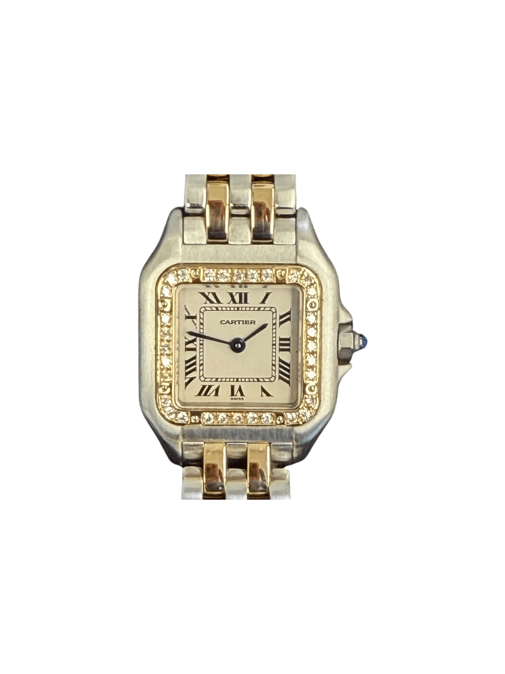 Cartier Panthere Stainless Steel and Yellow Gold White Roman Dial W25028B6