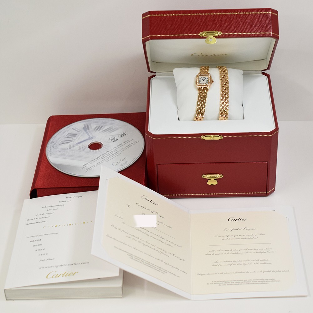 Cartier Panthère Mini Diamonds Diamond Bezel Rose Gold White Roman Dial WJPN0013