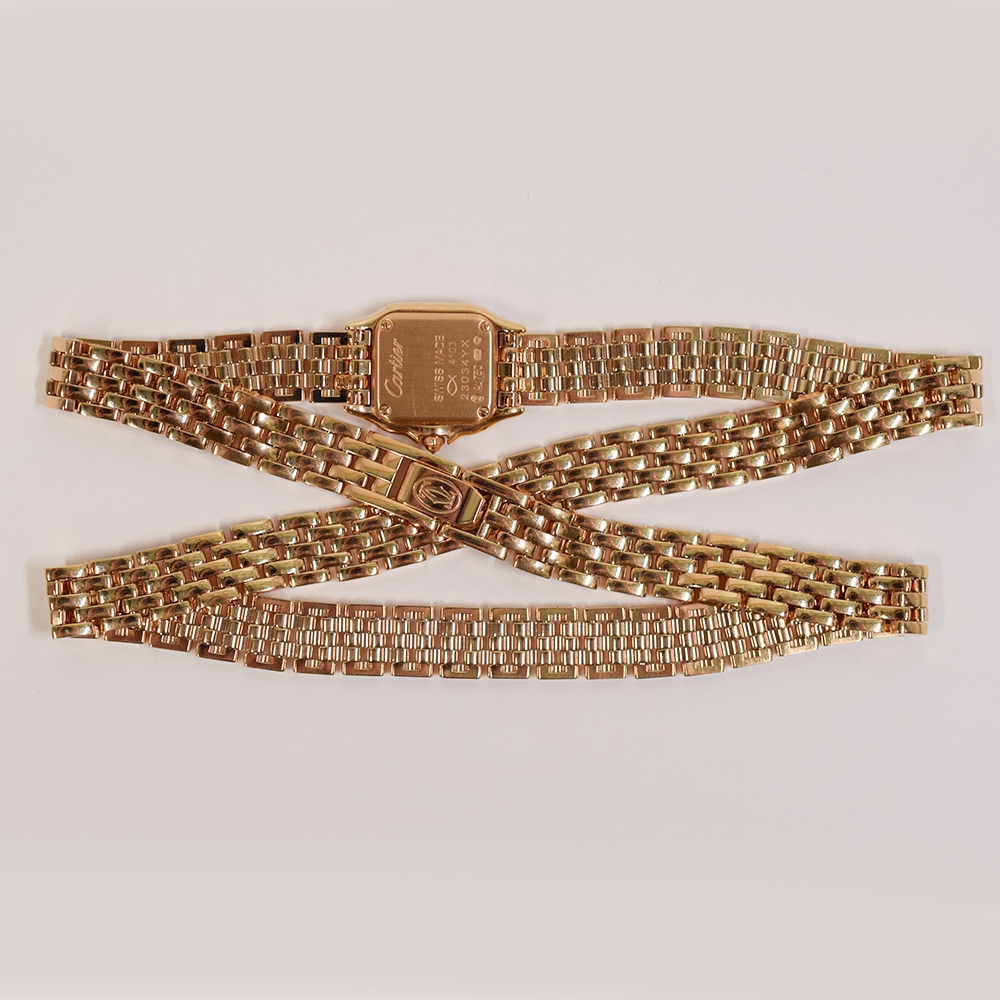 Cartier Panthère Mini Diamonds Diamond Bezel Rose Gold White Roman Dial WJPN0013