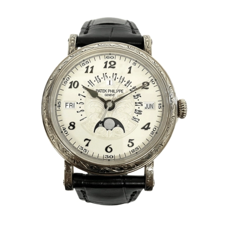 Patek Philippe Grand Complications Perpetual Calendar White Gold White Arabic Dial 5160/500G-001