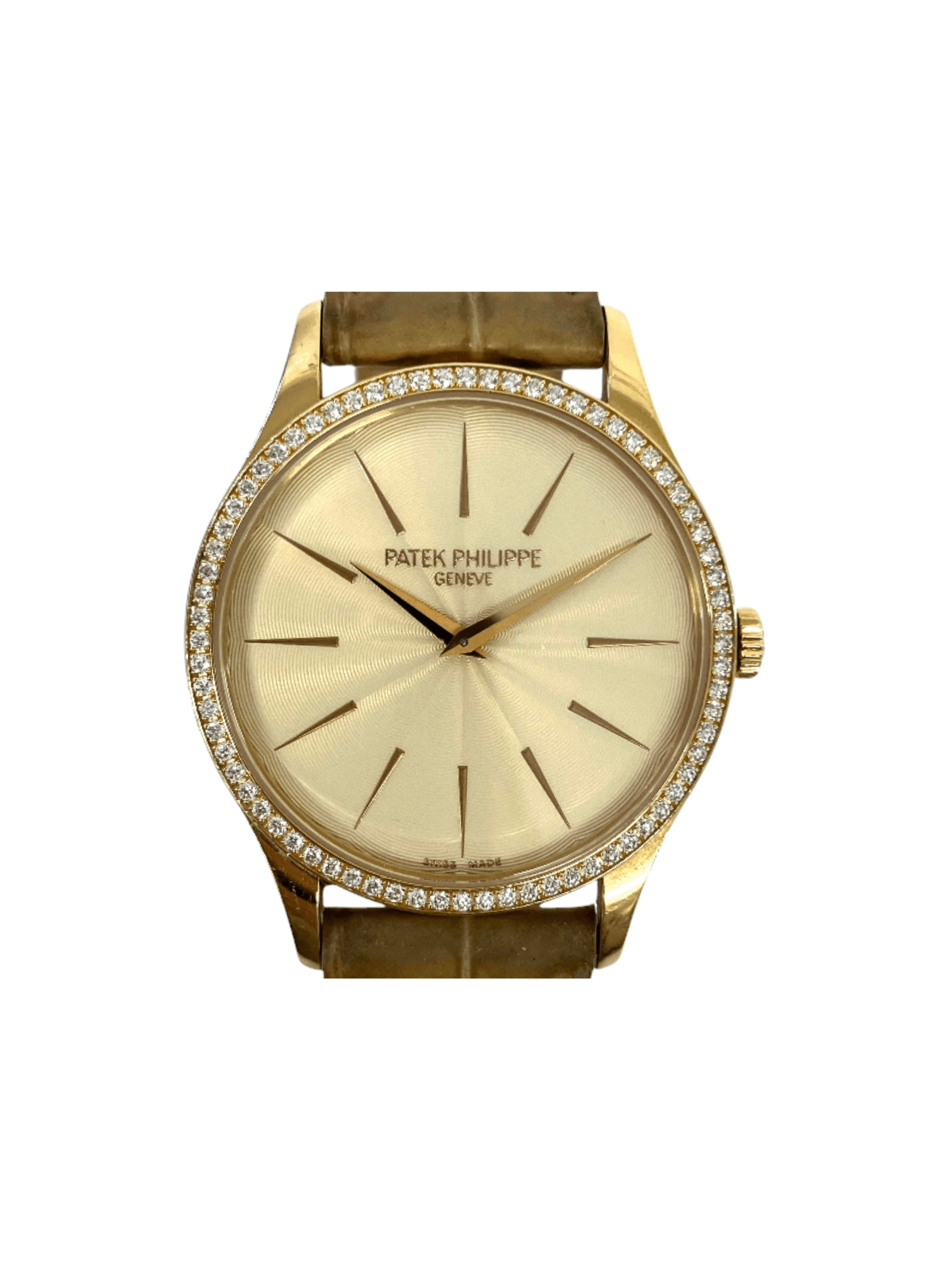 Patek Philippe Calatrava Diamond Bezel Rose Gold Champagne Dial 4897R-010