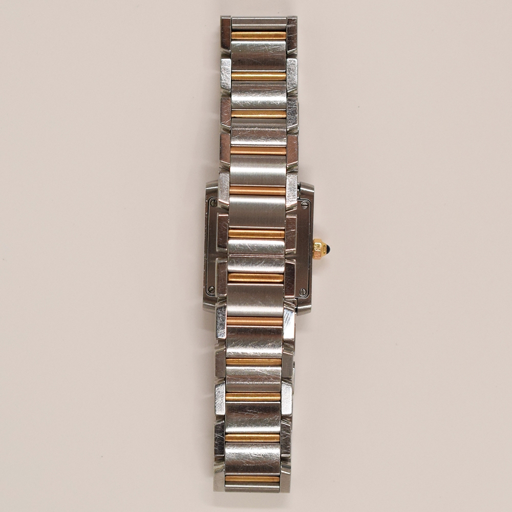 Cartier Tank Francaise Stainless Steel and Gold Pink MOP Roman Dial W51027Q4