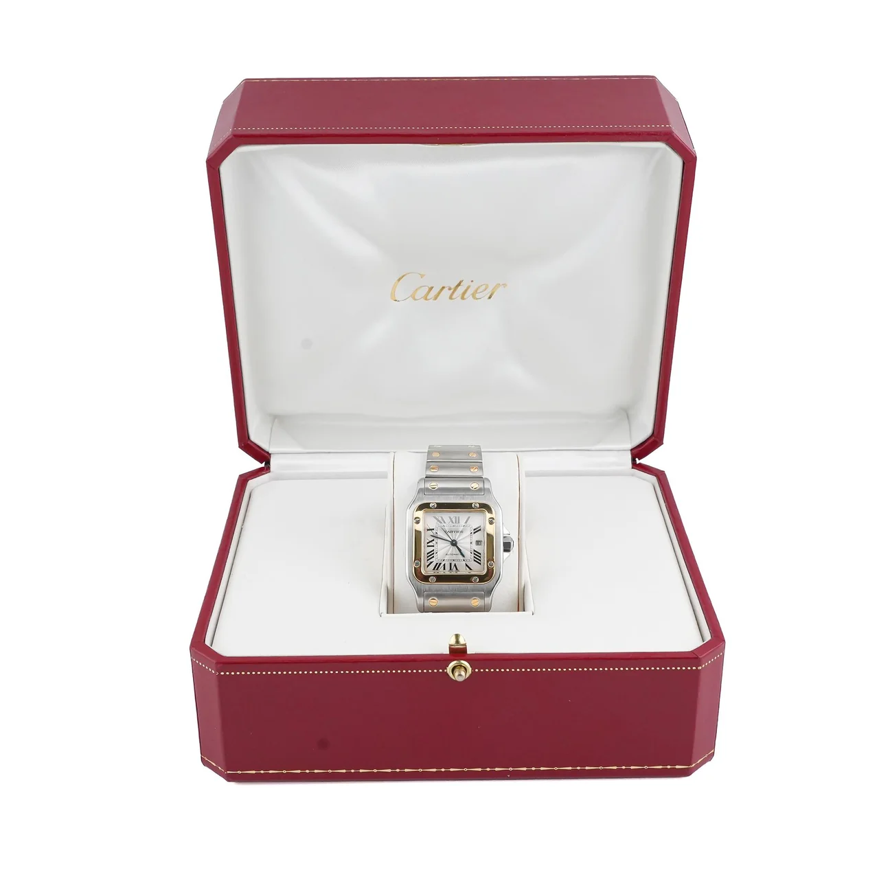 Cartier Santos Galbée Stainless Steel and Yellow Gold White Roman Dial 2319