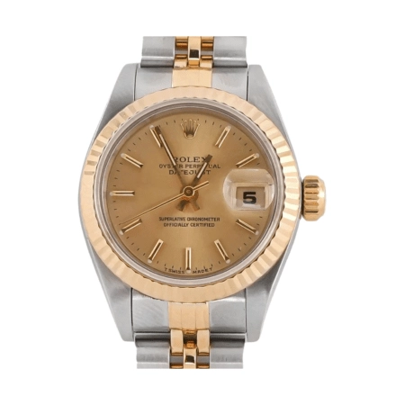 Rolex Lady-Datejust Stainless Steel and Yellow Gold Champagne Stick Dial 69173