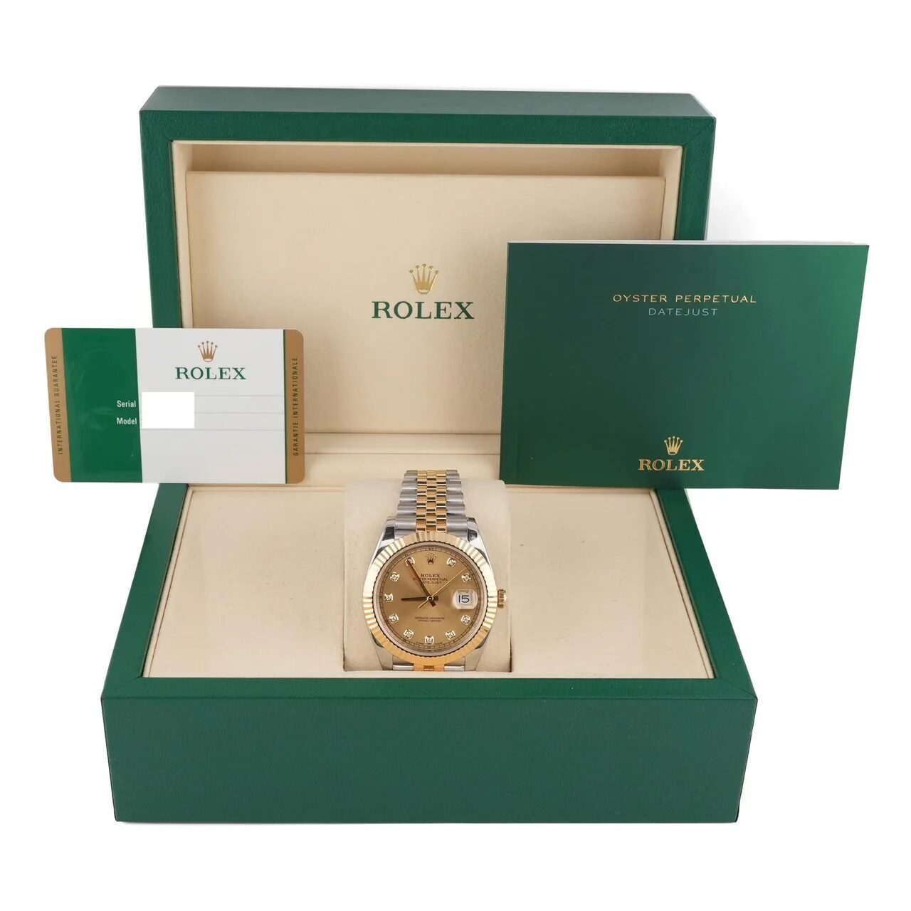 Rolex Datejust Stainless Steel and Yellow Gold Champagne Diamond Dial 126333