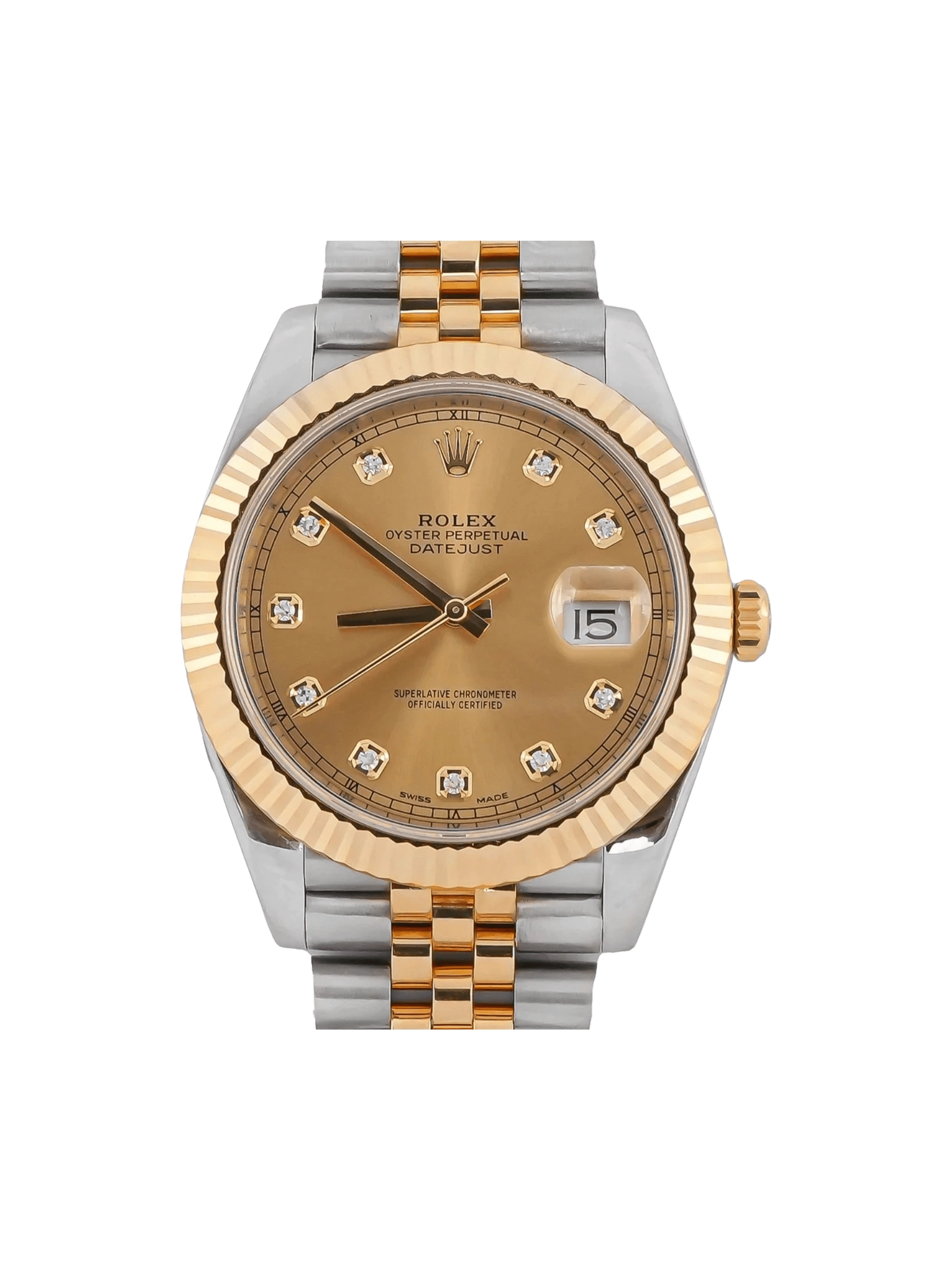 Rolex Datejust Stainless Steel and Yellow Gold Champagne Diamond Dial 126333