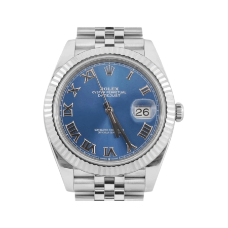 Rolex Datejust Stainless Steel and White Gold Blue Roman Dial 126334