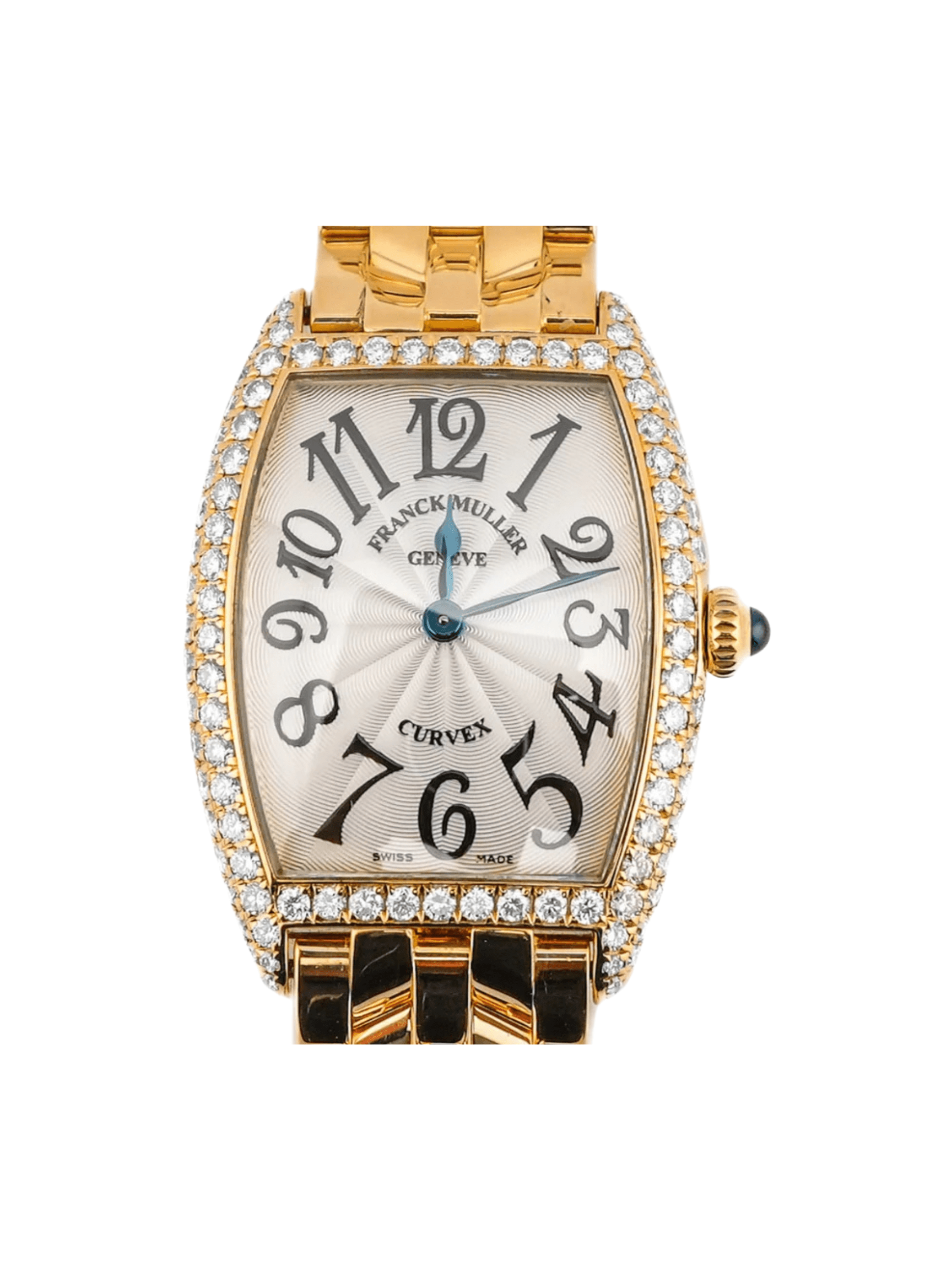 Franck Muller Curvex Yellow Gold Silver Arabic Dial 1752 QZ D