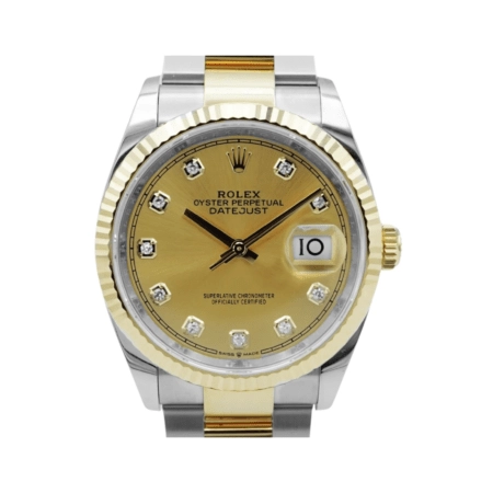 Rolex Datejust 36 Stainless Steel and Yellow Gold Champagne Diamond Dial 126233
