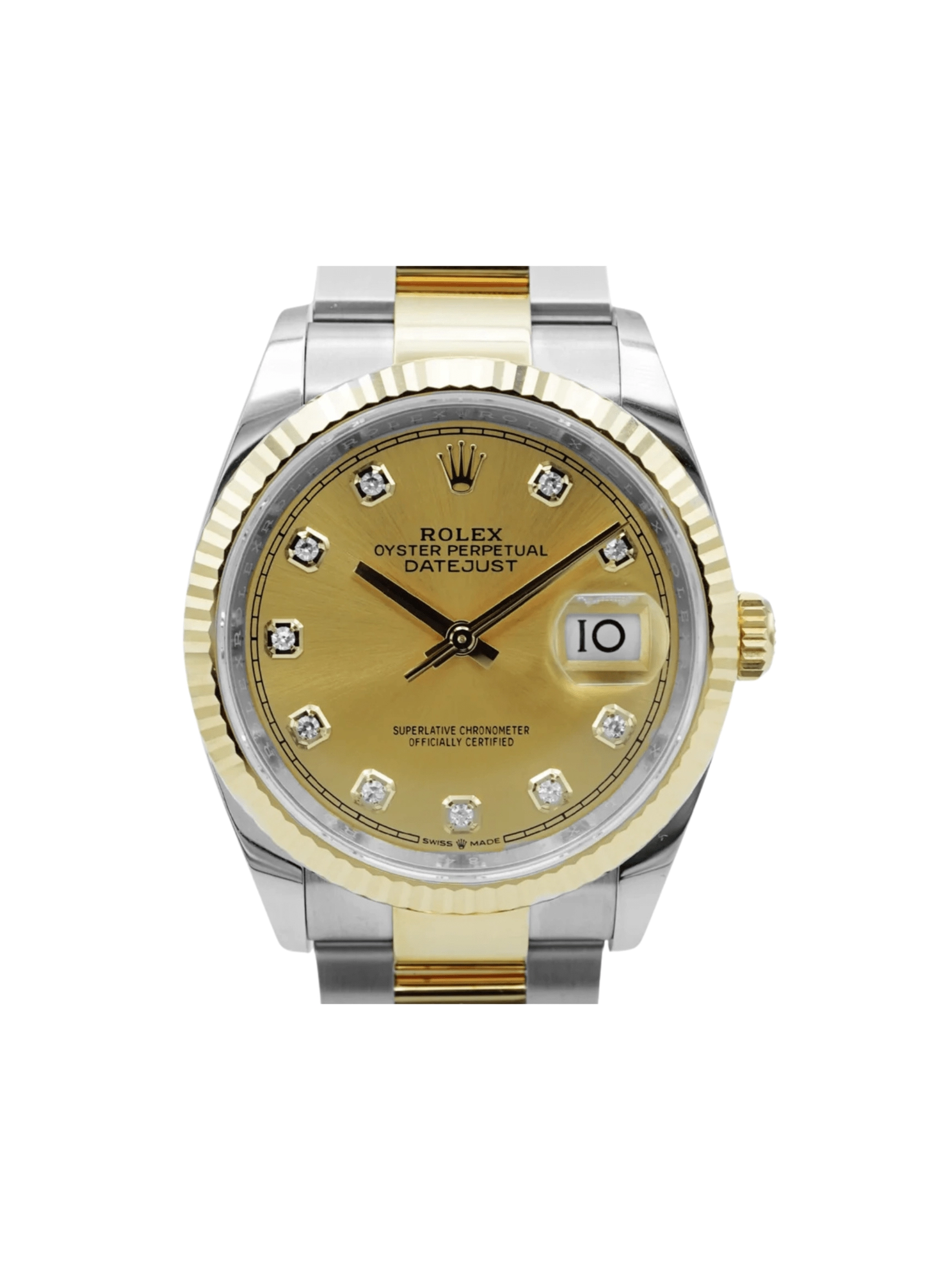 Rolex Datejust 36 Stainless Steel and Yellow Gold Champagne Diamond Dial 126233