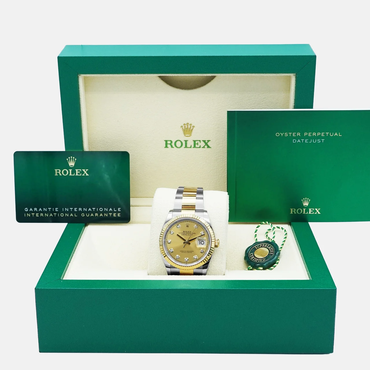 Rolex Datejust 36 Stainless Steel and Yellow Gold Champagne Diamond Dial 126233