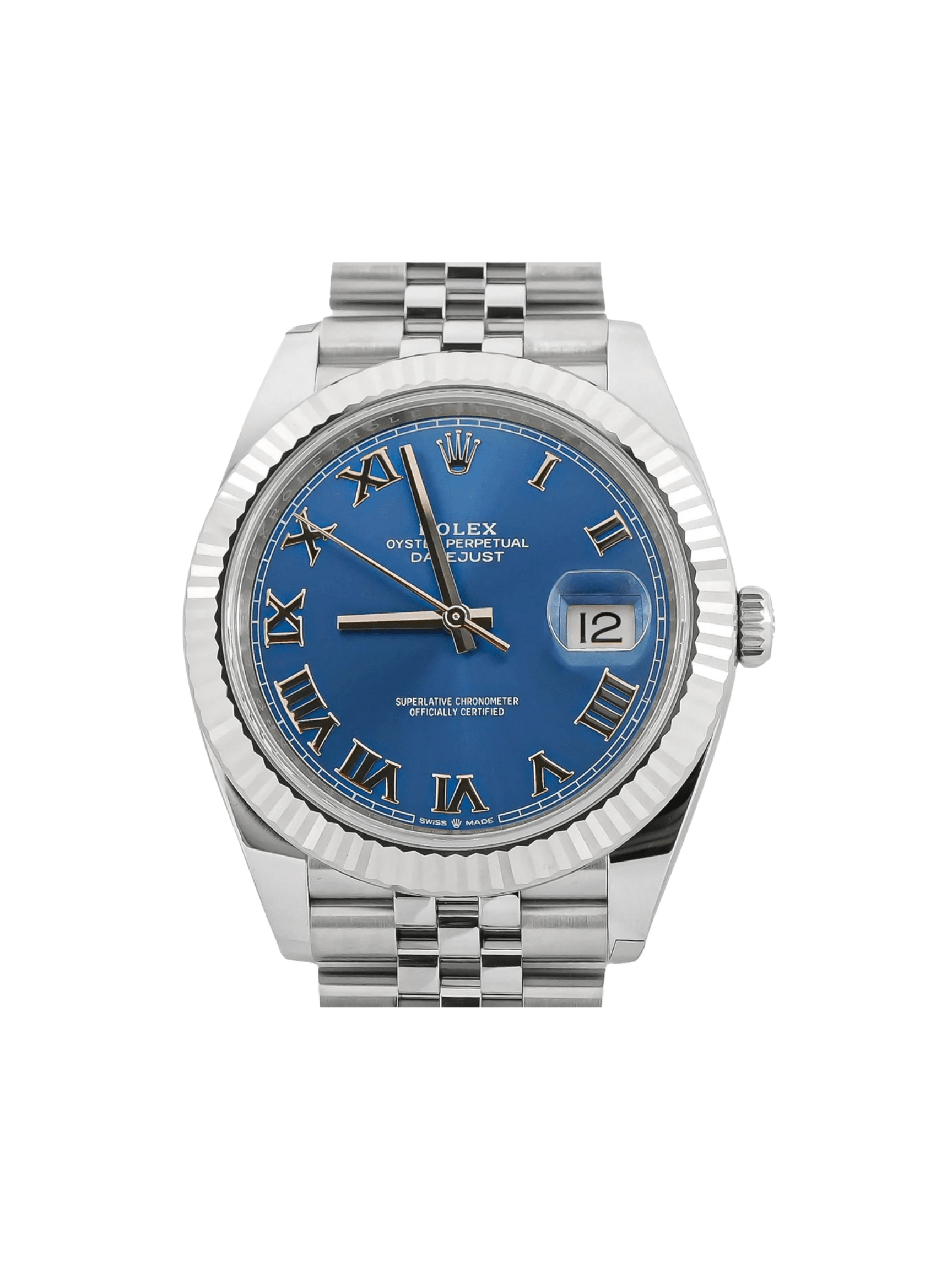 Rolex Datejust Stainless Steel and White Gold Blue Roman Dial 126334