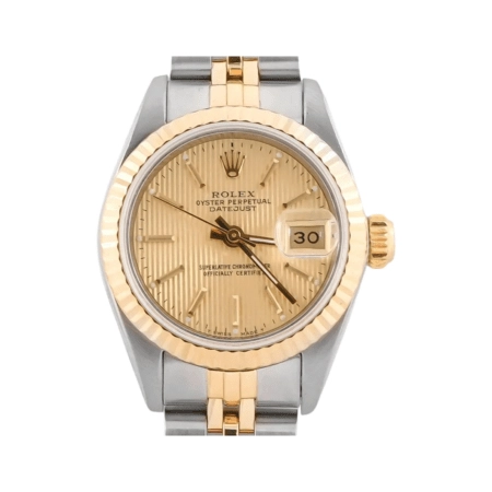 Rolex Lady-Datejust Stainless Steel and Yellow Gold Champagne Stick Dial 69173