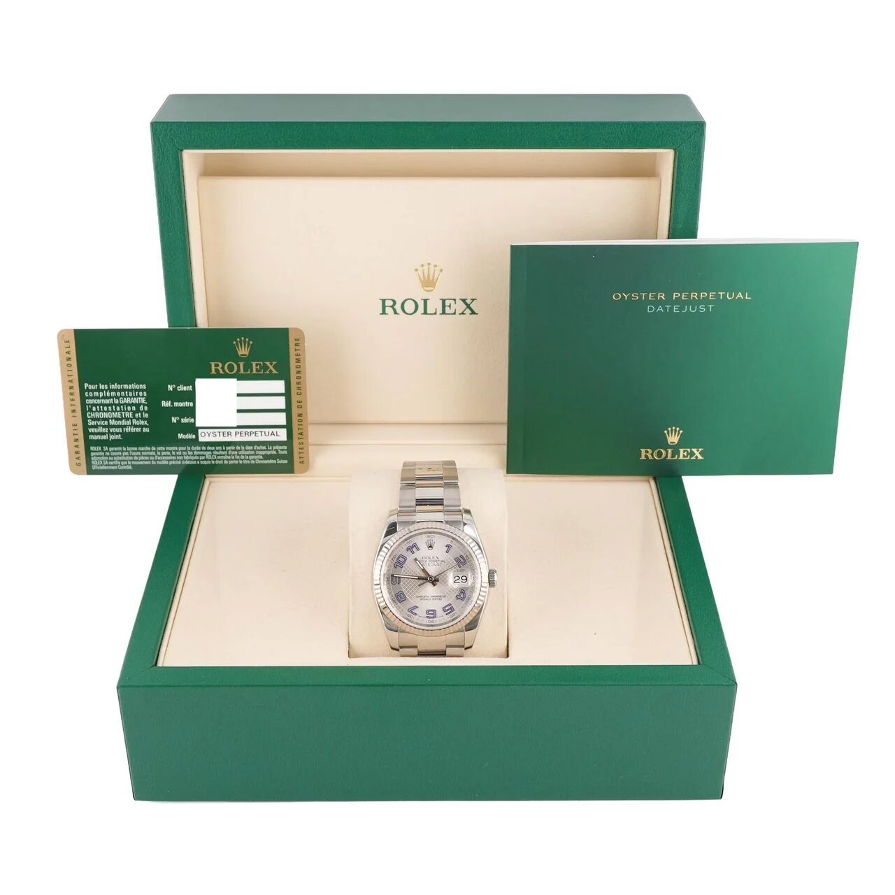 Rolex Datejust 36 Stainless Steel and White Gold Silver Arabic Dial 116234