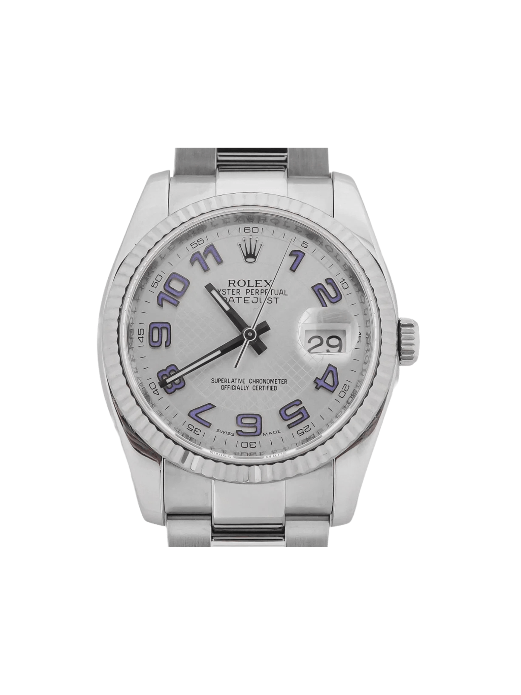 Rolex Datejust 36 Stainless Steel and White Gold Silver Arabic Dial 116234