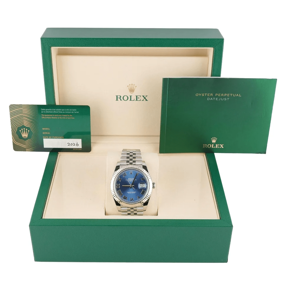 Rolex Datejust Stainless Steel and White Gold Blue Roman Dial 126334