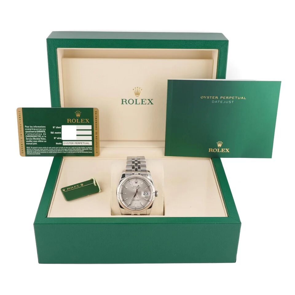 Rolex Datejust 36 Stainless Steel and White Gold Silver Dial 116234