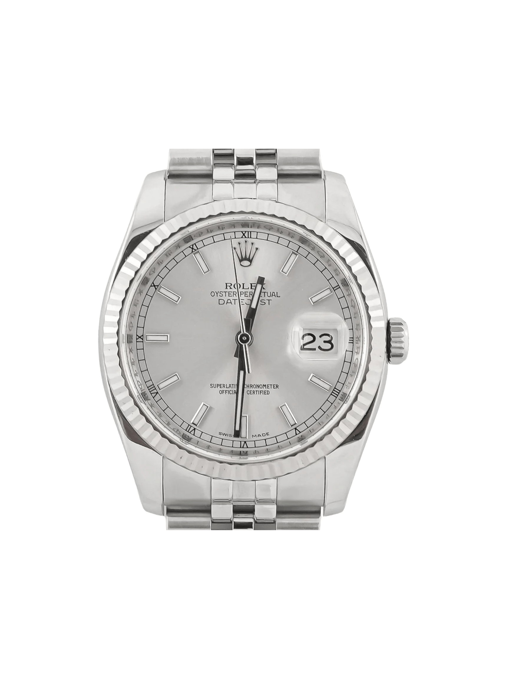 Rolex Datejust 36 Stainless Steel and White Gold Silver Dial 116234