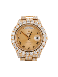 Rolex Day-Date II Yellow Gold Diamond Champagne Roman Dial 218238