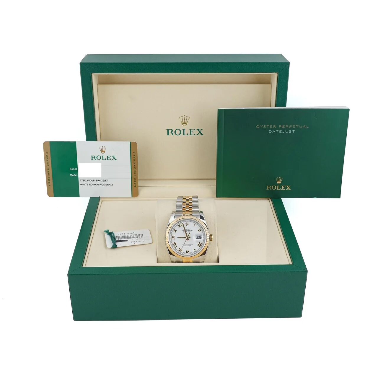 Rolex Datejust 36 Stainless Steel and Yellow Gold White Roman Dial 116233
