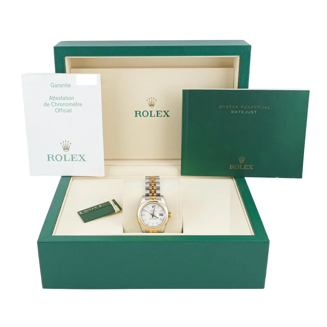 Rolex Lady-Datejust Stainless Steel and Yellow Gold White Stick Dial 179163