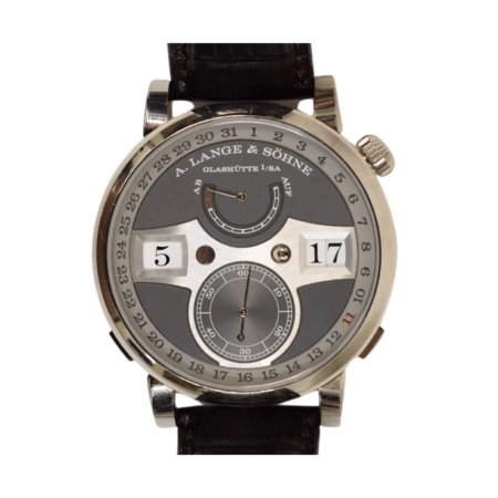 A. Lange & Söhne Zeitwerk Date White Gold Grey Arabic Dial 148.038