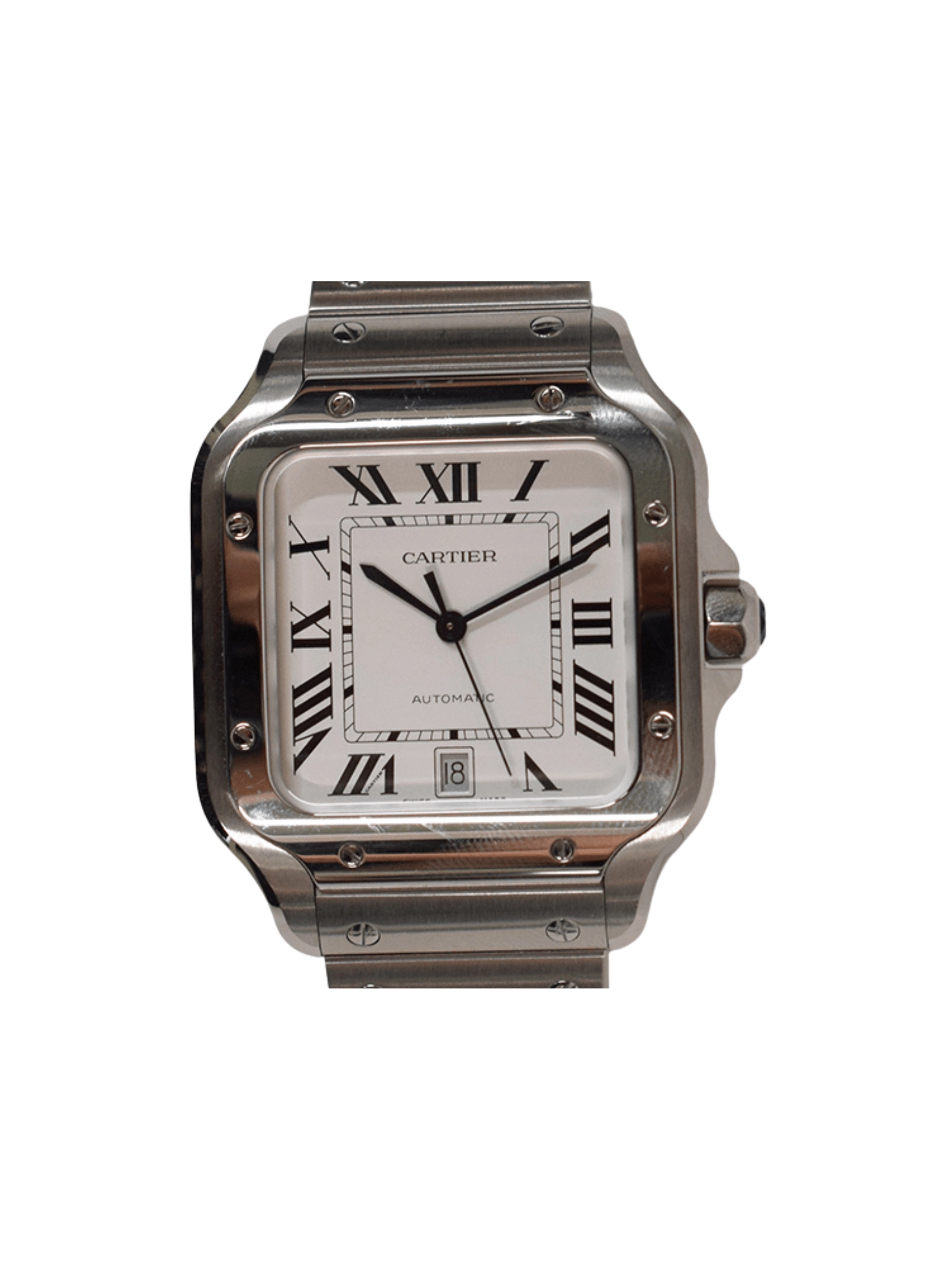 Cartier Santos De Cartier Stainless Steel White Roman Dial WSSA0018