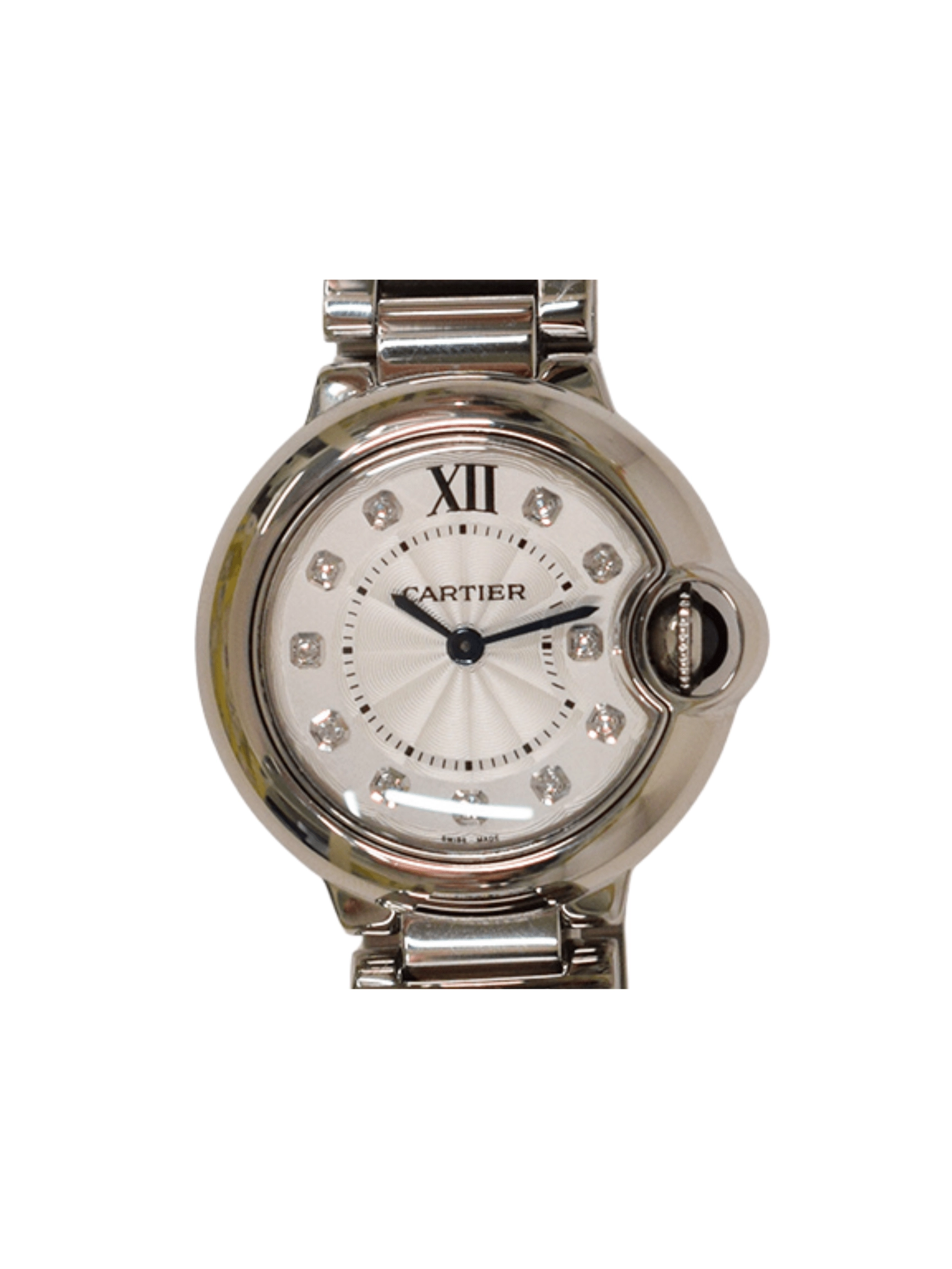 Cartier Ballon Bleu Stainless Steel Silver Diamond Dial WE902073