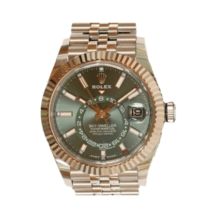 Rolex Sky-Dweller Stainless Steel and White Gold Green Stick Dial 336934