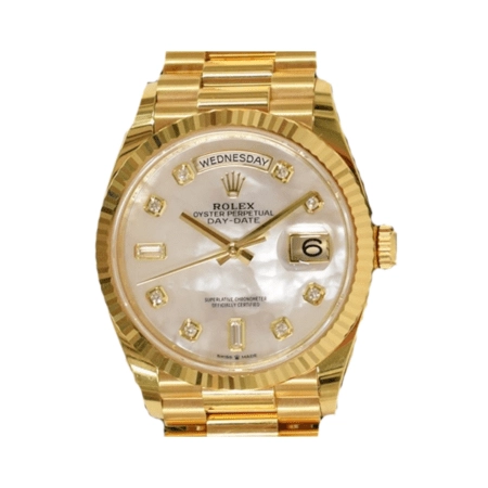 Rolex Day-Date President 36mm Yellow Gold Mother of Pearl Diamond Dial 128238NA