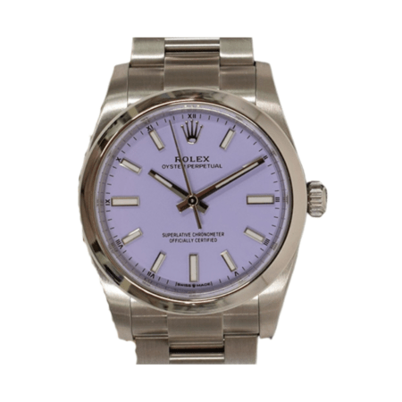 Rolex Oyster Perpetual 34 Stainless Steel Lavender Dial 124200
