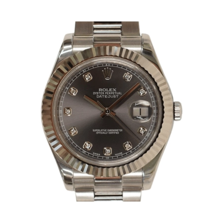 Rolex Datejust II Stainless Steel and White Gold Grey Diamond Dial 116334G