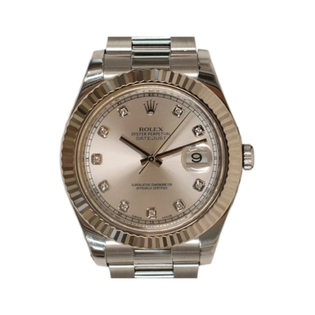 Rolex Datejust II Stainless Steel and White Gold Silver Diamond Dial 116334G