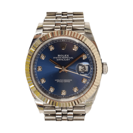 Rolex Datejust 41 Stainless Steel and White Gold Blue Diamond Dial 126334G