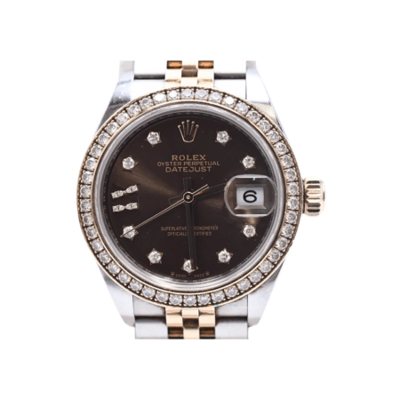 Rolex Lady-Datejust Stainless Steel and Rose Gold Chocolate Diamond Dial 279381RBR