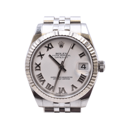 Rolex Datejust Stainless Steel and White Gold White Roman Dial 178274