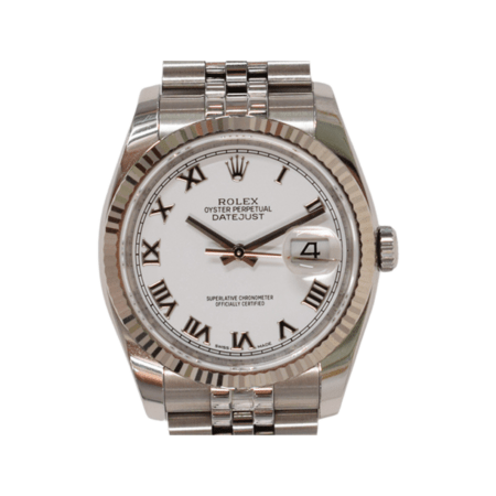 Rolex Datejust 36 Stainless Steel and White Gold White Roman Dial 116234