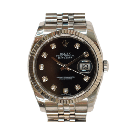 Rolex Datejust 36 Stainless Steel and White Gold Black Diamond Dial 116234G