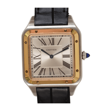 Cartier Santos Dumont Stainless Steel and Rose Gold Silver Roman Dial WGSA0017