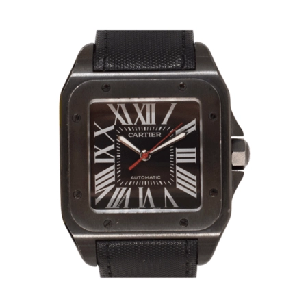Cartier Santos 100 ADLC Stainless Steel Black Roman Dial WSSA0006