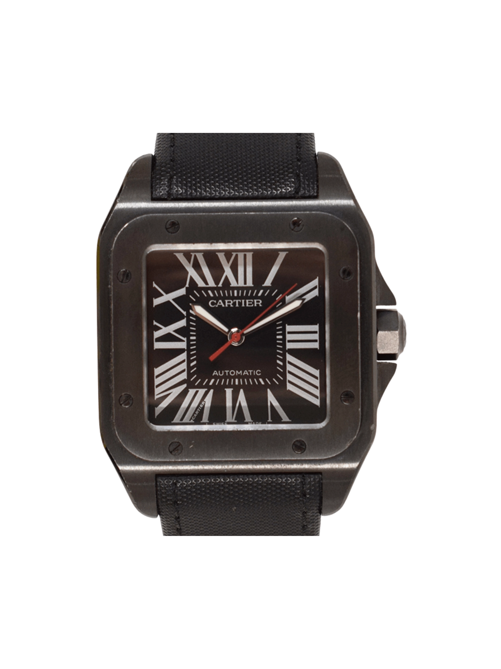 Cartier Santos 100 ADLC Stainless Steel Black Roman Dial WSSA0006