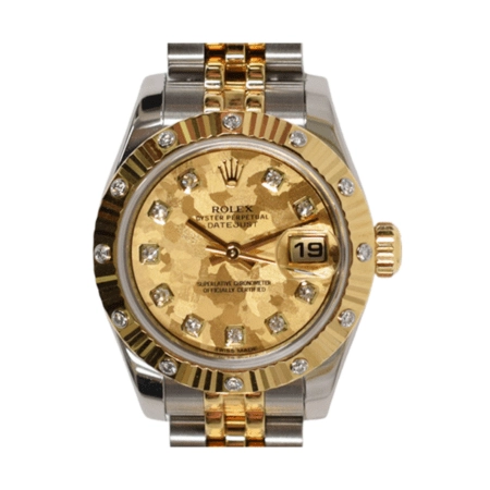 Rolex Lady-Datejust Stainless Steel and Yellow Gold Champagne Diamond Dial 179313G